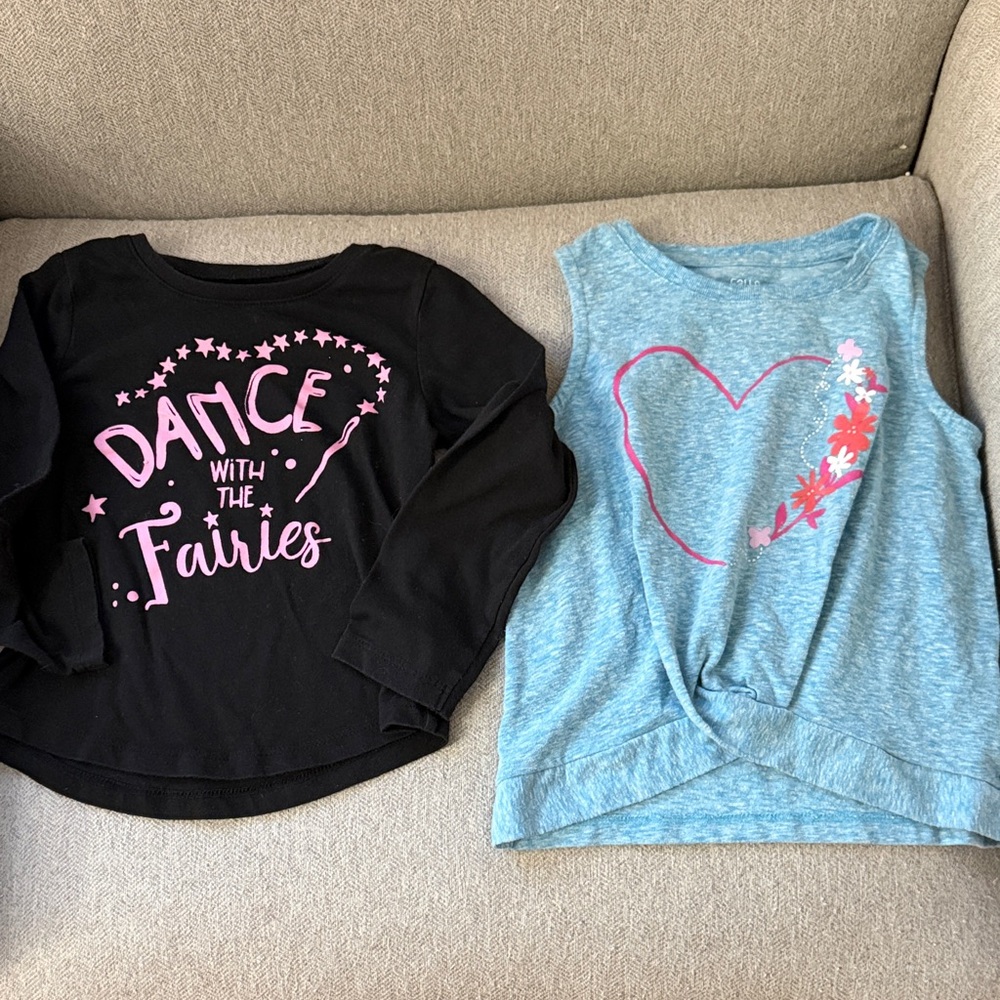 3t EUC Falls Creek Black LS tee + Blue Heart Tank top Bundle